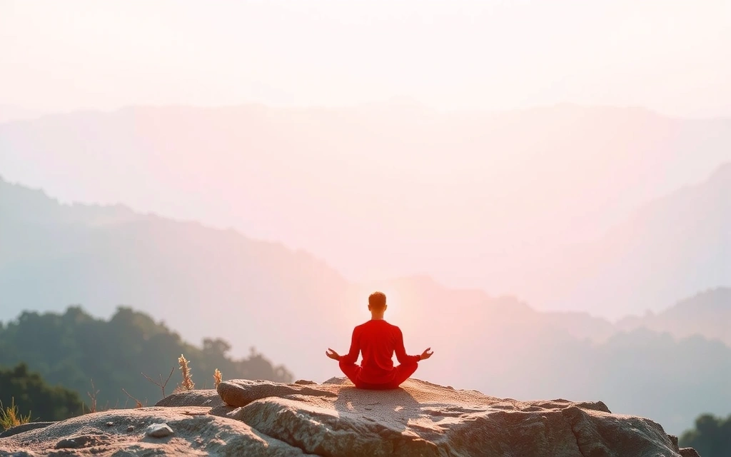 Osoba medytująca w spokojnym otoczeniu, symbolizująca równowagę.